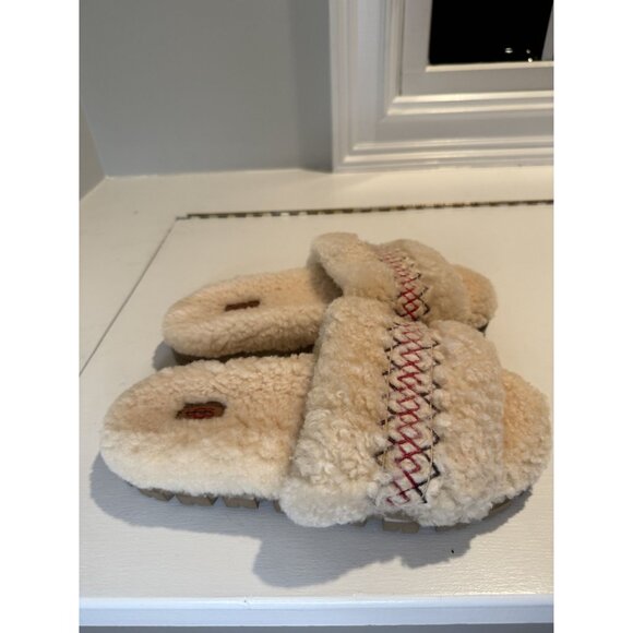 NEW UGG Women's Cozetta Braid Shearling Slide Sandals Cream W US 9 EU 40 [jb] - Picture 11 of 16